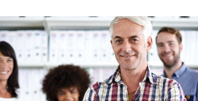 Business team smiling during a meeting